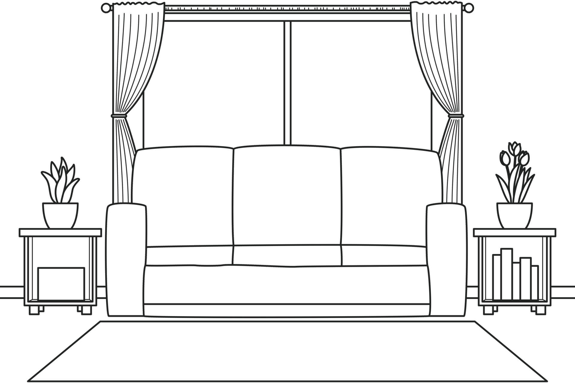Dibujo de Sala de Estar Linda para Colorear