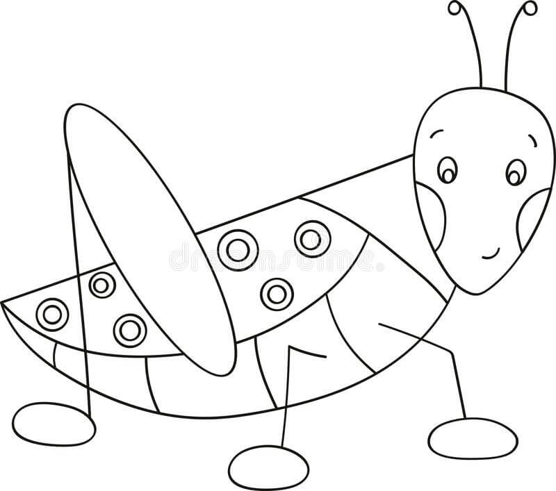 Dibujo de Saltamontes de Dibujos Animados para Colorear