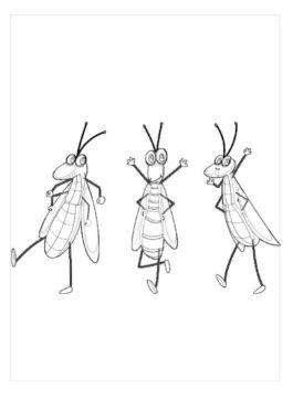 Dibujo de Tres Saltamontes para Colorear