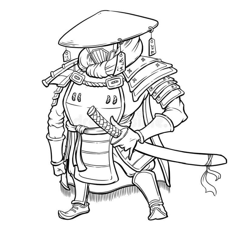 Dibujo de Guerrero Samurai 1 para Colorear