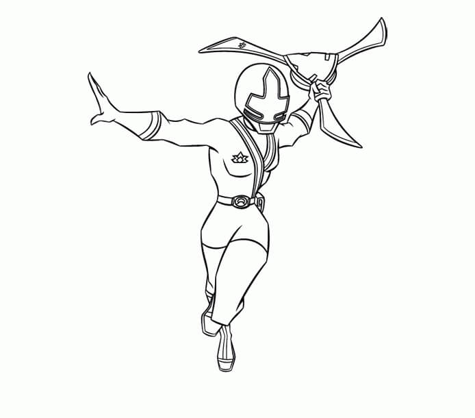 Dibujo de Power Ranger Samurai con Arma para Colorear
