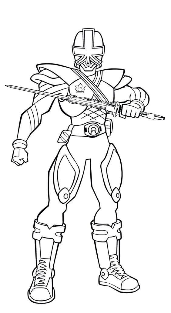 Dibujo de Power Ranger Samurai con Espada para Colorear