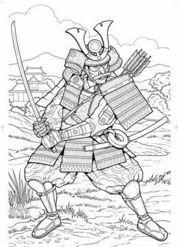 Dibujo de Samurai Luchando para Colorear