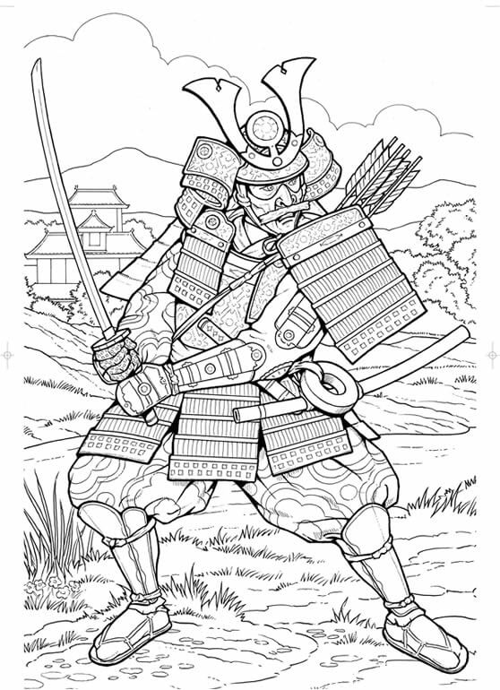 Dibujo de Samurai Luchando para Colorear