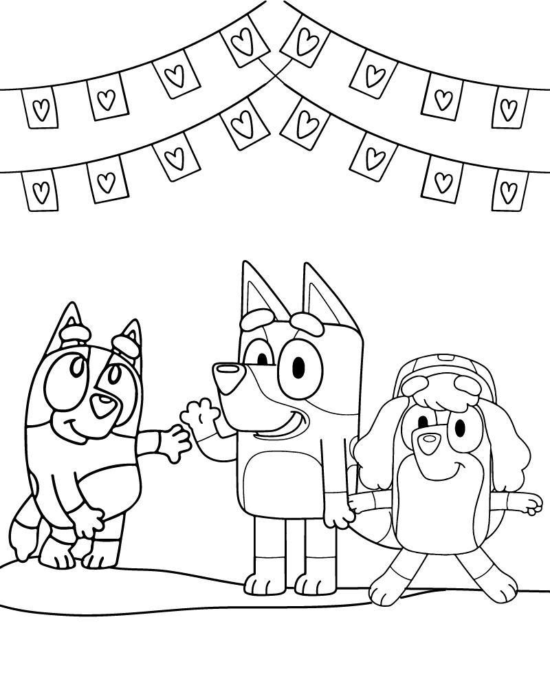 Dibujo de Bluey Coloring Page Valentines Day para Colorear