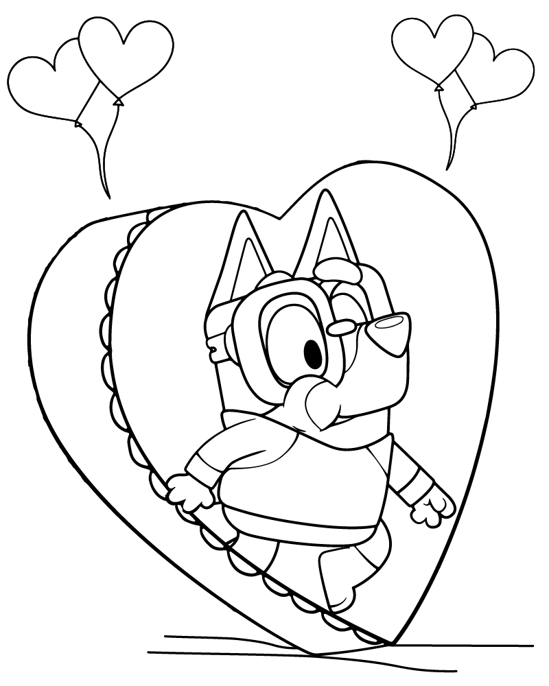 Dibujo de Bluey Inside a Heart Coloring Page para Colorear