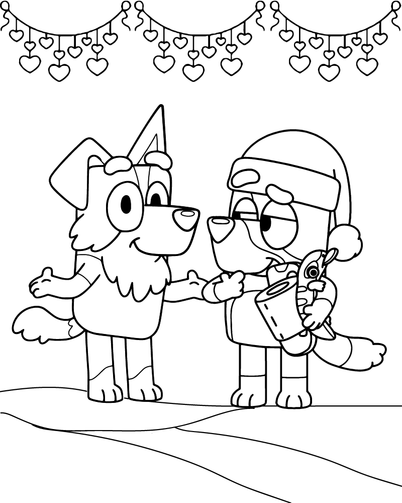 Dibujo de Bluey Valentines Coloring For Kids para Colorear