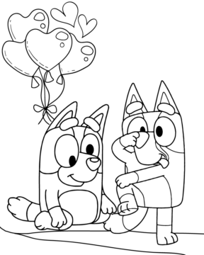 Dibujo de Bluey Valentines Day Art Page para Colorear