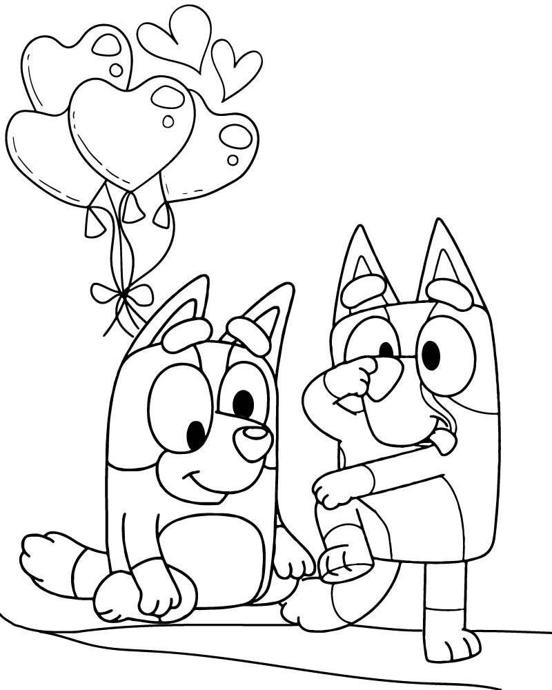 Dibujo de Bluey Valentines Day Art Page para Colorear