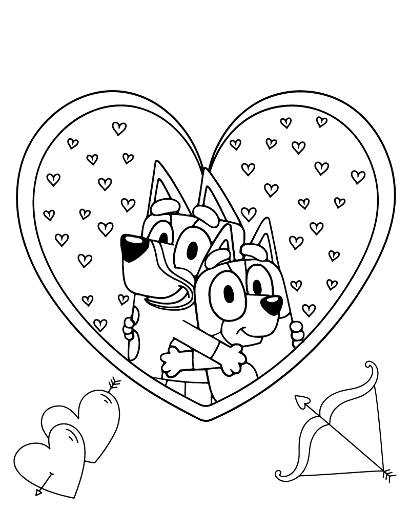 Dibujo de Bluey Valentines Day Coloring Page para Colorear
