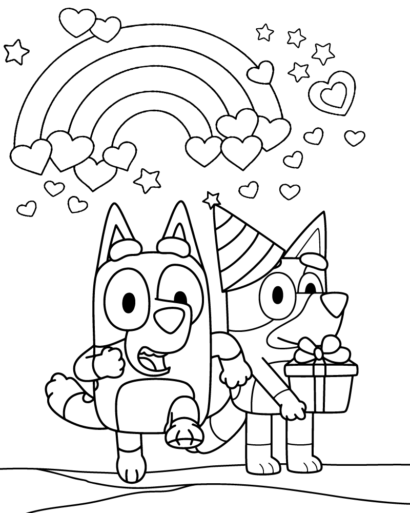 Dibujo de Bluey Valentines Day Page To Print para Colorear