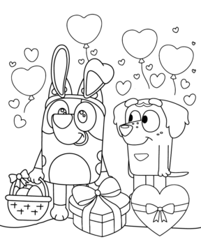 Dibujo de Bluey Valentines Gift Coloring Page para Colorear