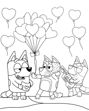 Dibujo de Bluey Valentines Party Coloring Page para Colorear