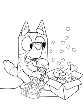 Dibujo de Free Bluey Valentines Coloring Page para Colorear