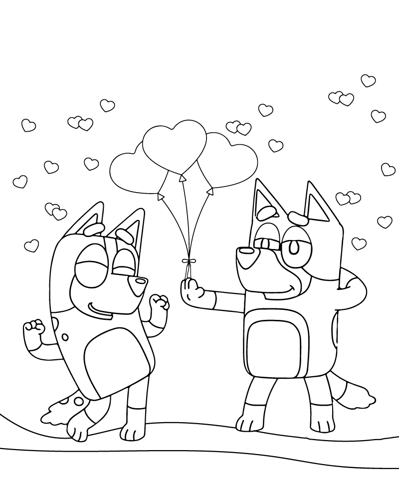 Dibujo de Free Bluey Valentines Day Coloring Page para Colorear