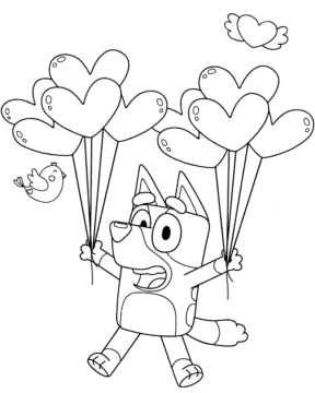 Dibujo de Valentines Day Bluey Printable para Colorear