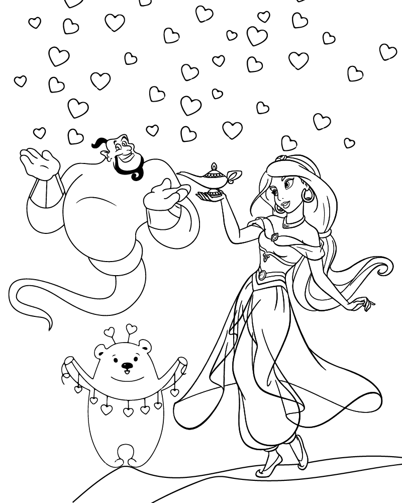 Dibujo de Aladdín Valentine Coloring Page para Colorear
