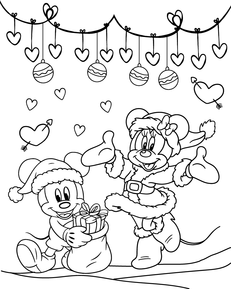 Dibujo de Disney Mickey Mouse Valentines Day Coloring Page para Colorear