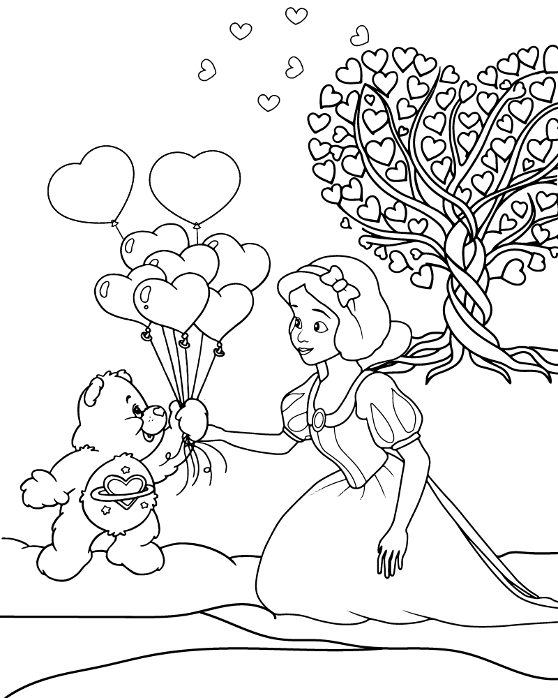 Dibujo de Disney Valentine Coloring Sheet para Colorear