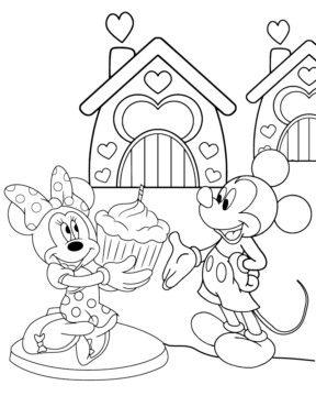 Dibujo de Mickey Mouse Disney Valentines Day Coloring Page para Colorear