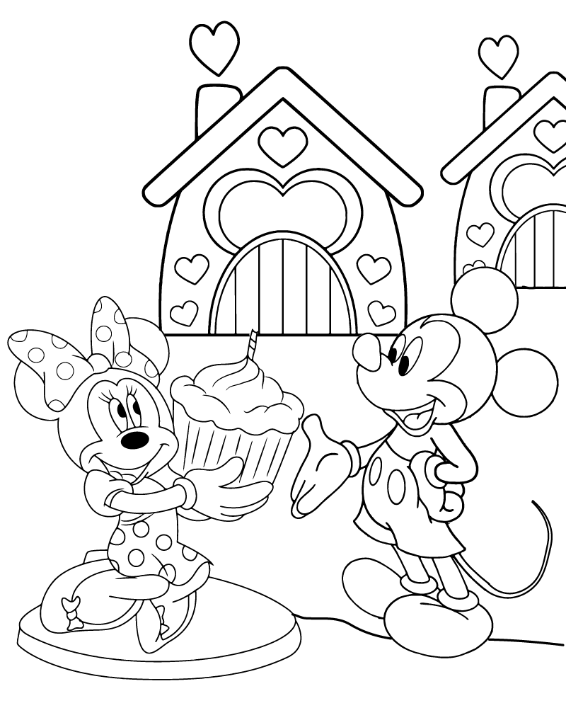 Dibujo de Mickey Mouse Disney Valentines Day Coloring Page para Colorear