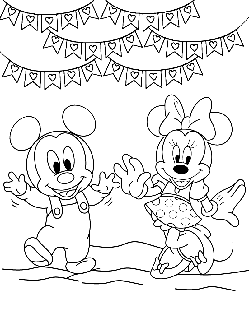 Dibujo de Minnie Mouse Disney Valentines Day Coloring Page para Colorear