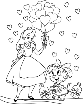 Dibujo de Simple Disney Valentines Day Coloring Page para Colorear