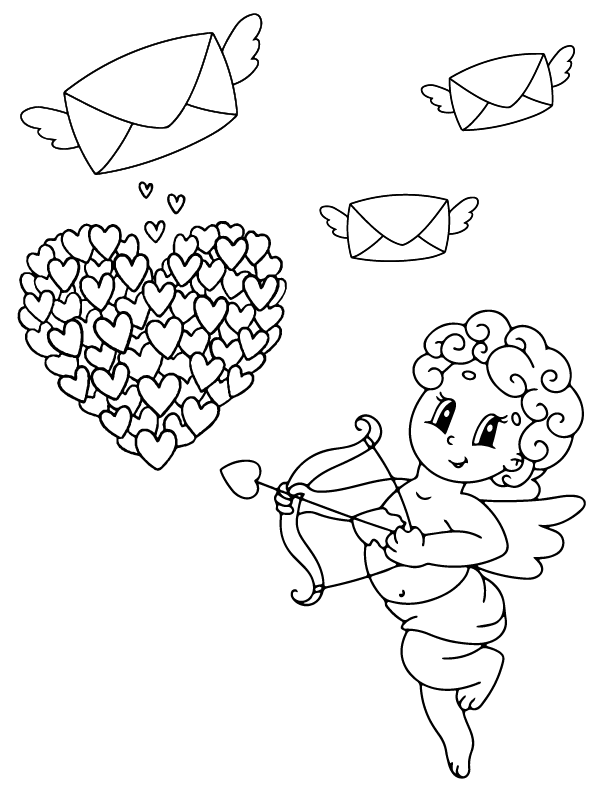 Dibujo de Cupid In Cute Valentines Coloring Pagepng para Colorear