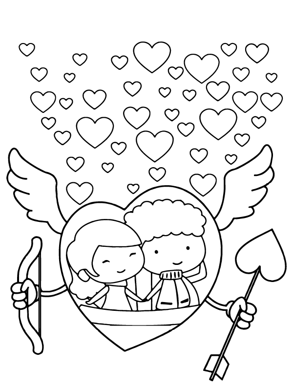 Dibujo de Cupids In Cute Valentines Coloring Pagepng para Colorear