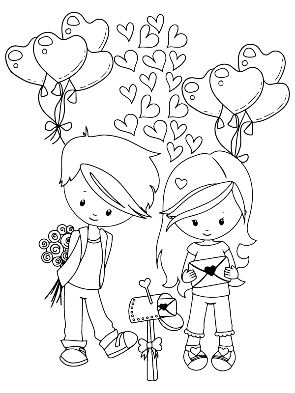 Dibujo de Easy Cute Valentines Coloring Pagepng para Colorear