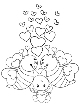 Dibujo de Free Printable Cute Valentines Coloring Pagepng para Colorear