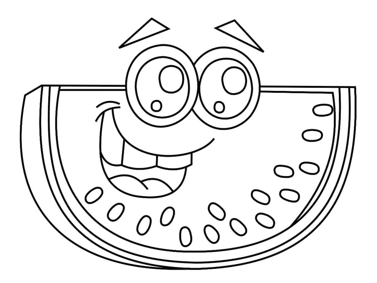 Dibujo de Divertida Rebanada de sandía para Colorear