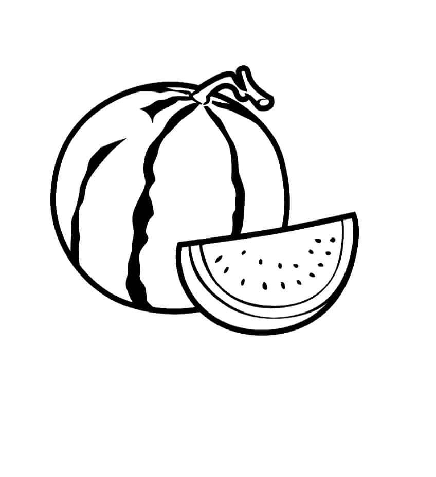 Dibujo de Linda sandía y Rebanada de sandía para Colorear
