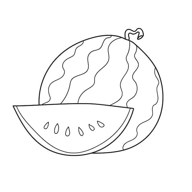 Dibujo de Rebanada de sandía y sandía Normal para Colorear