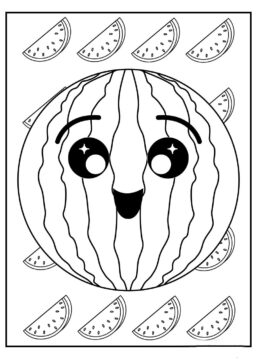 Dibujo de Sandía Kawai para Colorear