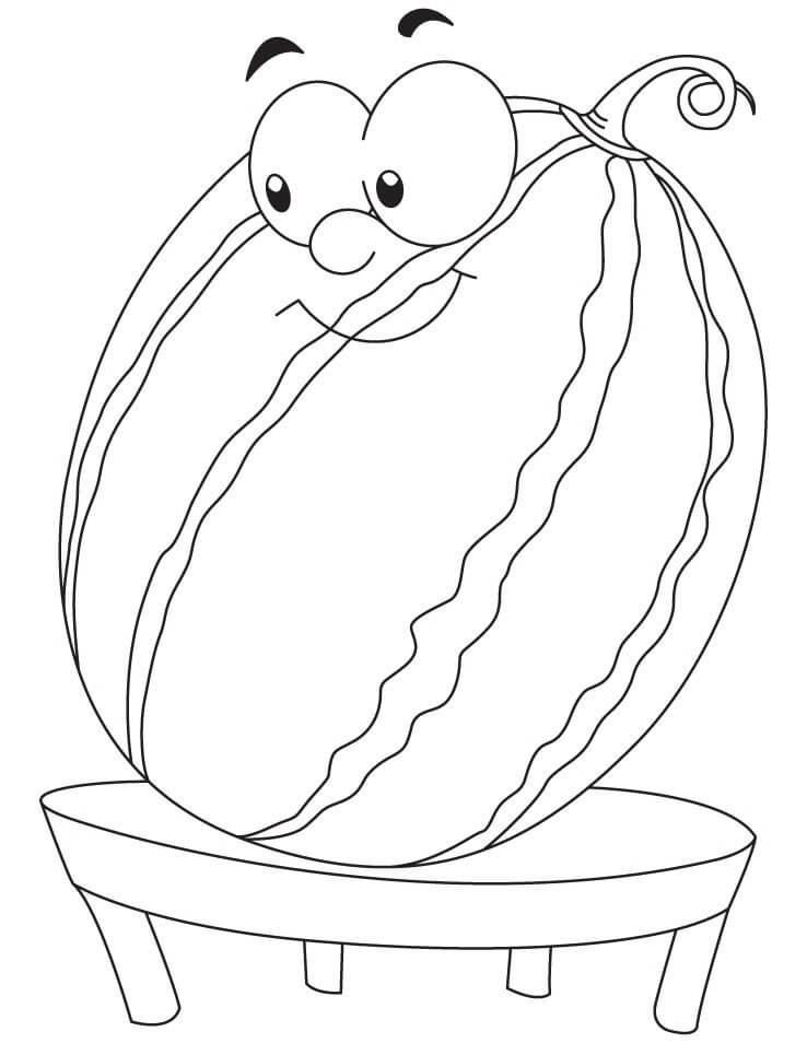 Dibujo de Sandía Sonriente para Colorear