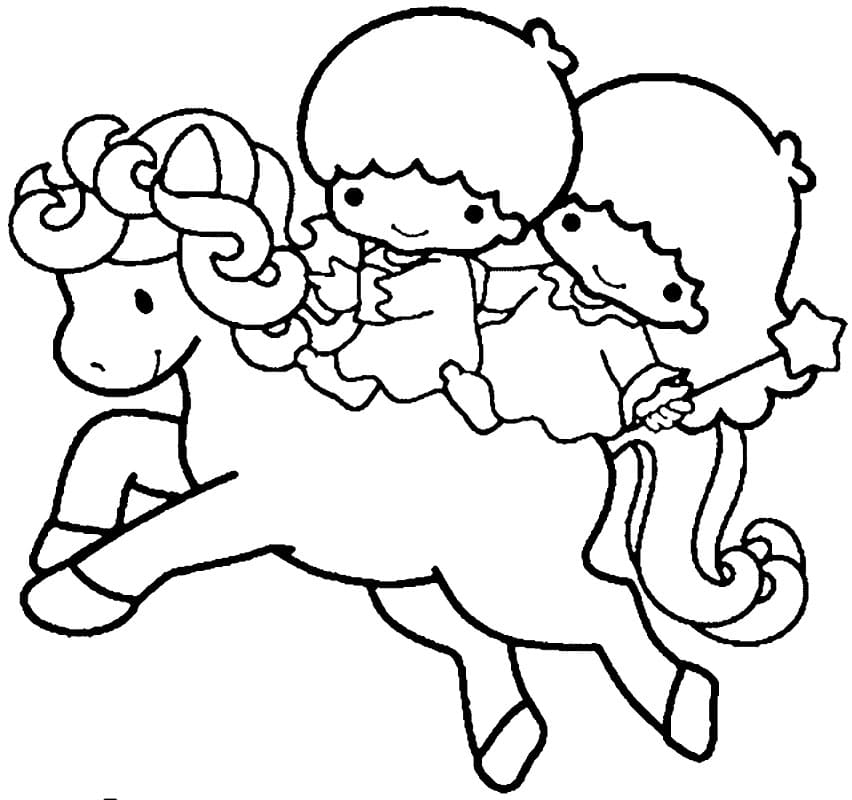 Dibujo de Adorable Little Twin Stars página para Colorear