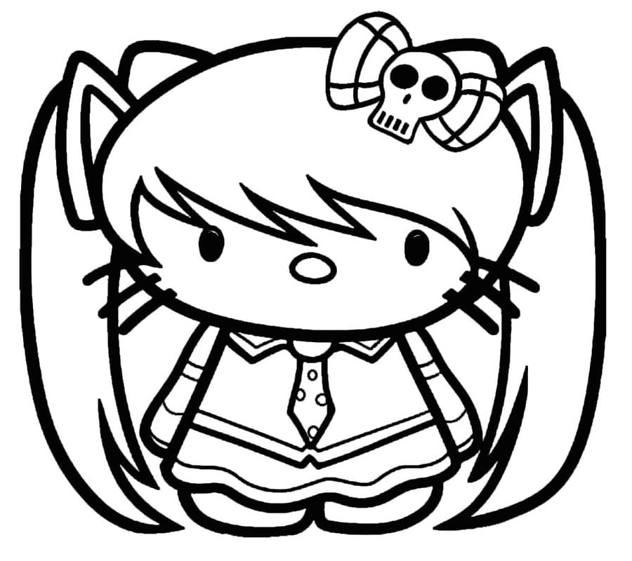 Dibujo de Emo Hello Kitty página para Colorear