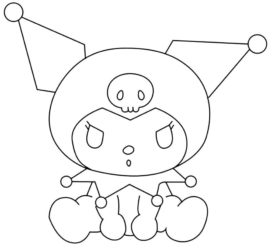 Dibujo de Kuromi Sentado página para Colorear