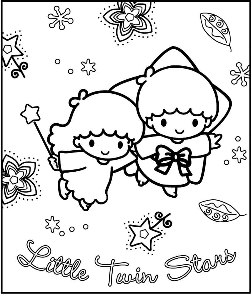 Dibujo de Lindas Estrellas Gemelas para Colorear