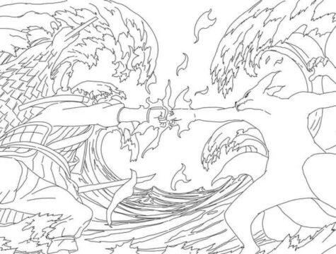 Dibujo de Sasuke Vs Naruto para Colorear