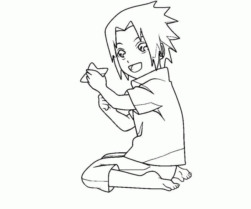 Dibujo de Chico Sasuke Divertido para Colorear