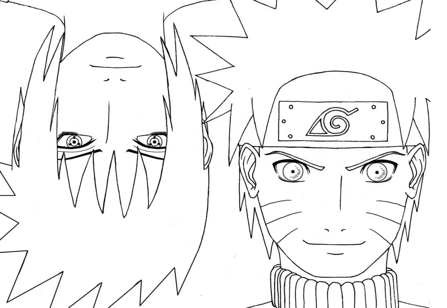 Dibujo de Jefe Sasuke y Naruto para Colorear