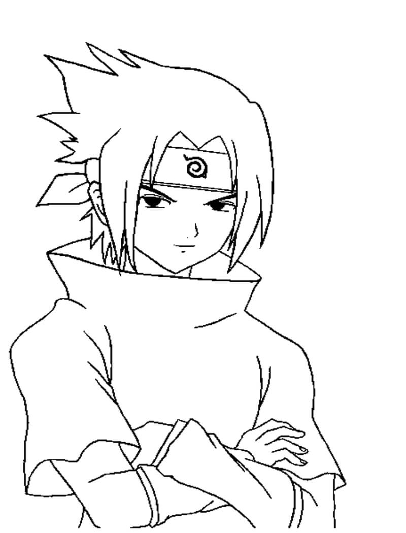 Dibujo de Pequeña Cara Sonriente de Sasuke para Colorear