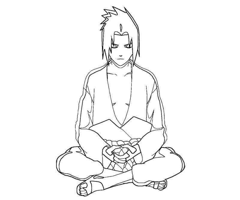 Dibujo de Sasuke Meditando para Colorear