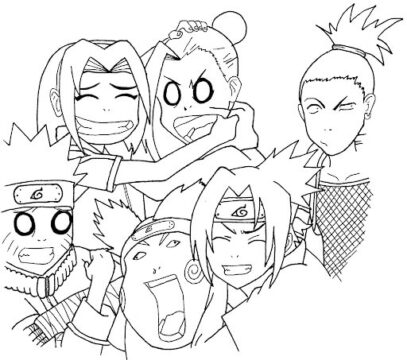 Dibujo de Sasuke Naruto Escuadron 7 y 10 para Colorear