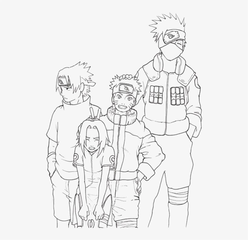 Dibujo de Sasuke y Amigos para Colorear