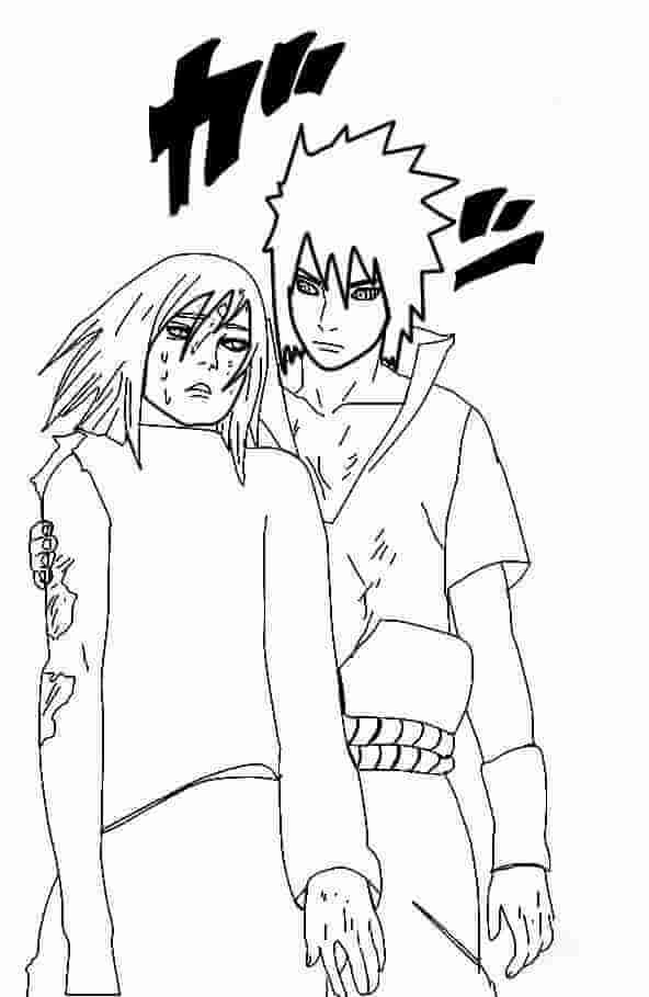 Dibujo de Sasuke y Sakura para Colorear