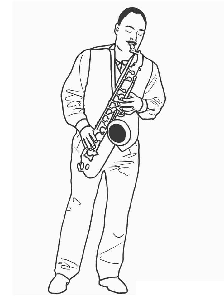 Dibujo de Hombre Saxofonista para Colorear