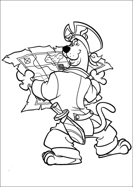 Dibujo de Mapa de Lectura de Scooby Doo para Colorear
